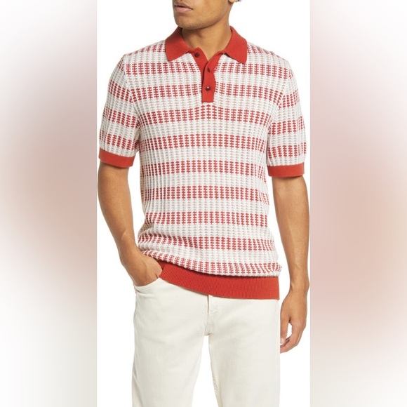 -TED BAKER LONDON -Maynard Open Knit Stripe Polo